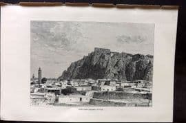 Reclus C1880 Antique Print. Town and Citadel of Van. Turkey