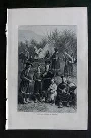Reclus C1880 Antique Print. Types and Costumes in Lapland