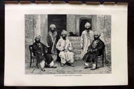 Reclus C1880 Antique Print. Types and Costumes. Group of Hazarehs. Afghanistan