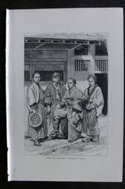 Reclus C1880 Antique Print. Types & Costumes of Citizens of Tokyo Japan Sumurai