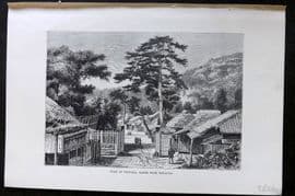 Reclus C1880 Antique Print. View of Odovara, Taken from Tokai-Do. Japan