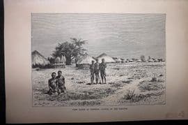 Reclus C1880 Antique Print. View taken at Sesheke, Capital of the Barotse