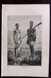 Reclus C1880 Antique Print. Young Bambaras. West Africa