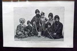 Reclus C1880 Print. Amir Sher Ali, Prince Abdallah Yan, Durani Chiefs, Afghanistan