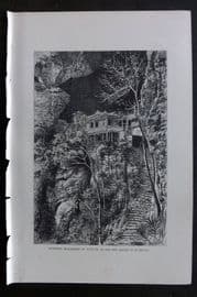 Reclus C1880 Print. Buddhist Monastery at Yuen-Fu on the Min. Fuchu-Fu. China