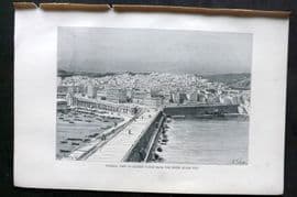 Reclus C1880 Print. General View of Algiers taken from the Kheir El-Din Pier Algeria