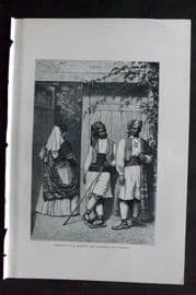 Reclus C1880 Print. Peasants of La Huerta and Cigarrera of Valencia, Spain