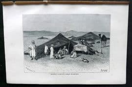 Reclus C1880 Print. Saharian Landscape - Nomad Encampment. Sahara Desert