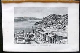Reclus C1880 Print. The Nile - View taken from the Island of Philae, Egypt