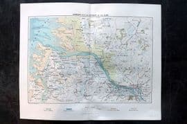 Reclus C1890 Antique Map. Hamburg and The Estuary of the Elbe. Germany