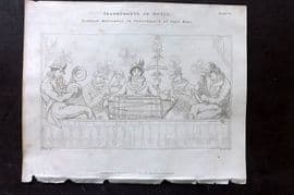 Rees 1820 Music Print. Pandean Minstrels in Performance at Vauxhall London 06