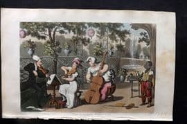 Rowlandson Doctor Syntax 1855 HCol Print. Garden Trio. Music Cello