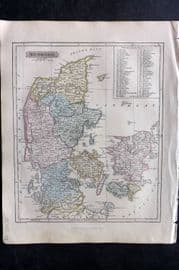 Russell & Barclay 1832 Hand Col Map. Denmark