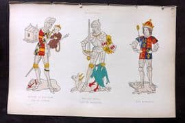 Shaw 1843 HCol Print. Richard Beauchamp, Nevil, Richard III. Warwick Salisbury
