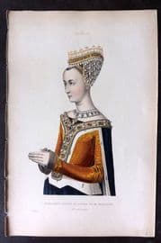 Shaw Middle Ages 1843 HC Print. Margaret, Queen of James 3rd of Scotland C1483