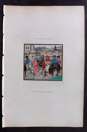 Shaw Middle Ages 1843 HCol Print. Canterbury Pilgrimage. 15th Century