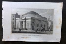 Shepherd 1829 Antique London Print. Albion Chapel, Moorgate