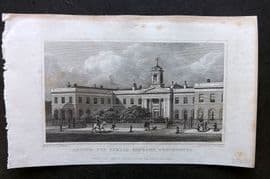 Shepherd 1829 Antique London Print. Asylum for Female Orphans, Westminster