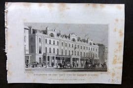 Shepherd 1829 Antique London Print. Buildings on the East Side of Regent Street
