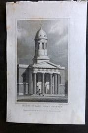 Shepherd 1829 Antique London Print. Chapel of Ease, West Hackney