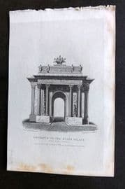 Shepherd 1829 Antique London Print. Entrance to the Kings Palace