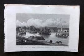 Shepherd 1829 Antique London Print. Junction of the Regent's Canal at Paddington.