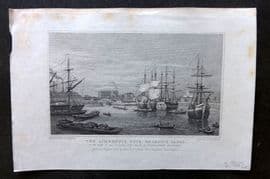 Shepherd 1829 Antique London Print. Limehouse Dock, Regent's Canal. Ships