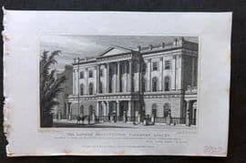 Shepherd 1829 Antique London Print. London Institution, Finsbury Circus