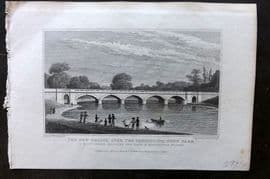 Shepherd 1829 Antique London Print. New Bridge over the Serpentine, Hyde Park