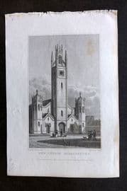 Shepherd 1829 Antique London Print. New Church, Haggerstone