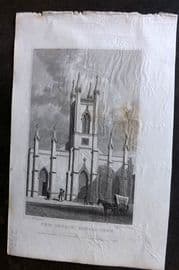 Shepherd 1829 Antique London Print. New Church, Somers Town