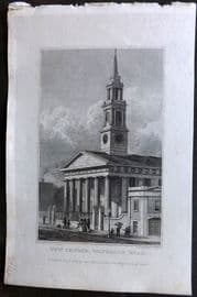 Shepherd 1829 Antique London Print. New Church, Waterloo Road