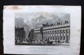Shepherd 1829 Antique London Print. New Treasury, Whitehall