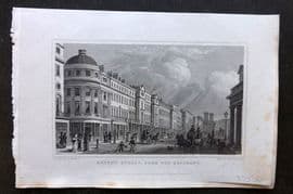 Shepherd 1829 Antique London Print. Regent Street, from the Quadrant