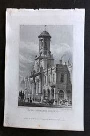 Shepherd 1829 Antique London Print. Royal Exchange, Cornhill