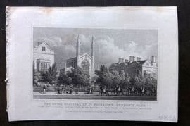Shepherd 1829 Antique London Print. Royal Hospital of St. Katherine Regents Park