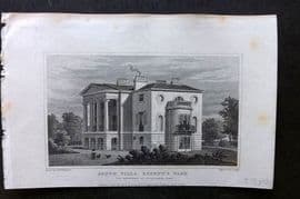 Shepherd 1829 Antique London Print. South Villa, Regents Park