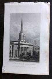 Shepherd 1829 Antique London Print. St. Barnabas, King Square