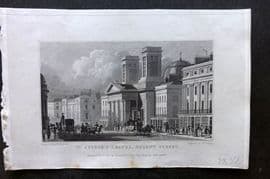 Shepherd 1829 Antique London Print. St. George's Chapel, Regent Street