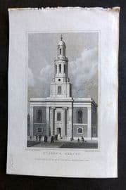 Shepherd 1829 Antique London Print. St. John's, Hoxton