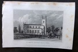Shepherd 1829 Antique London Print. St. Paul's, Balls Pond