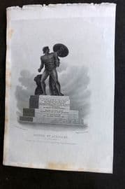 Shepherd 1829 Antique London Print. Statue of Achilles, Hyde Park