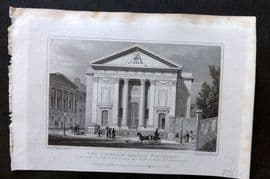 Shepherd 1829 Antique London Print. The Catholic Chapel, Finsbury