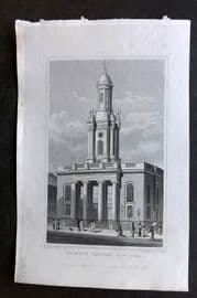 Shepherd 1829 Antique London Print. Trinity Church, New Road