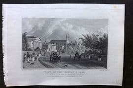 Shepherd 1829 Antique London Print. View in the Regents Park
