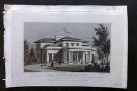 Shepherd 1829 Antique London Print. Villa in the Regent's Park