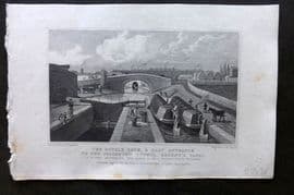 Shepherd 1829 London. Double Lock East Entrance Islington Tunnel Regent's Canal