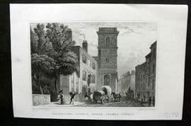 Shepherd C1830 Antique London Print. Allhallows Church, Upper Thames Street