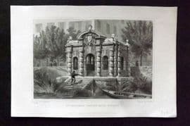 Shepherd C1830 Antique London Print. Buckingham Water Gate, Strand