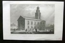 Shepherd C1830 Antique London Print. Christ Church, Blackfriars